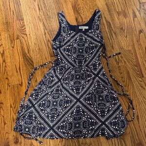 Wish Women's Navy and White Midi Dress